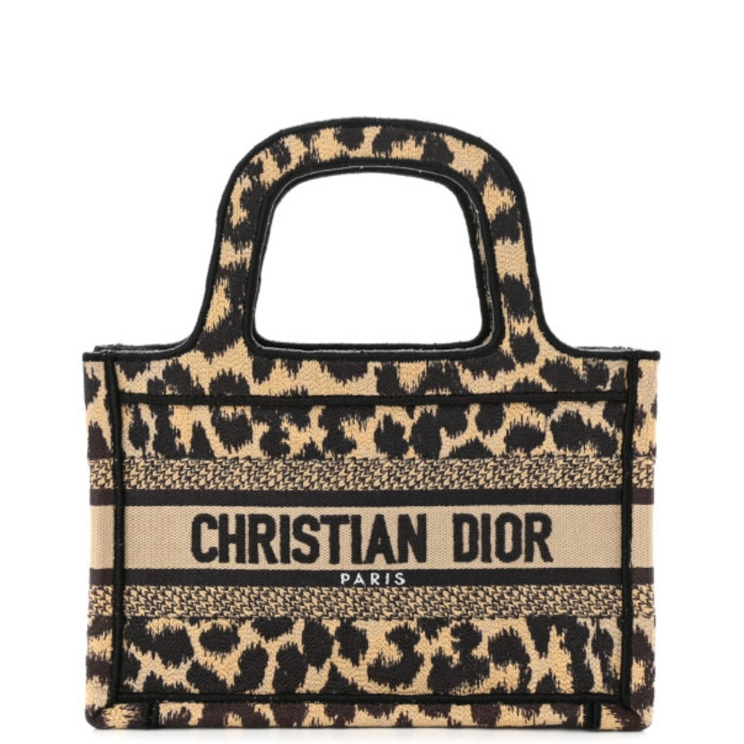 Dior Leopard Canvas Mini Book Tote Bag